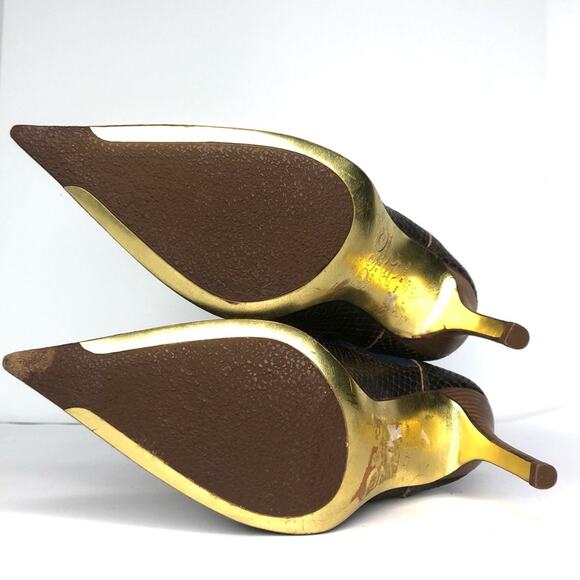 Vintage Dolce and Gabbana Denim Snakeskin Tall Pointed Toe Heeled Boots 35 - Picture 7 of 9